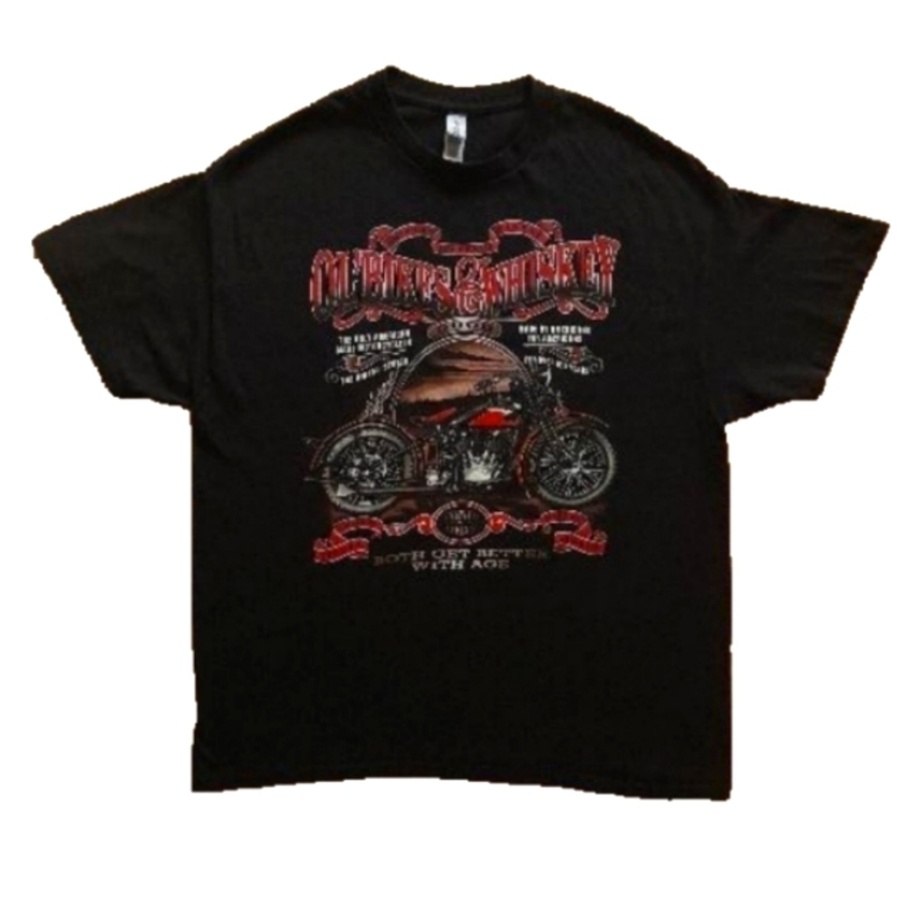 Ol Bikes & Whiskey Shirt XL Short Sleeve Motorcycle Biker Mens Cotton Mo…